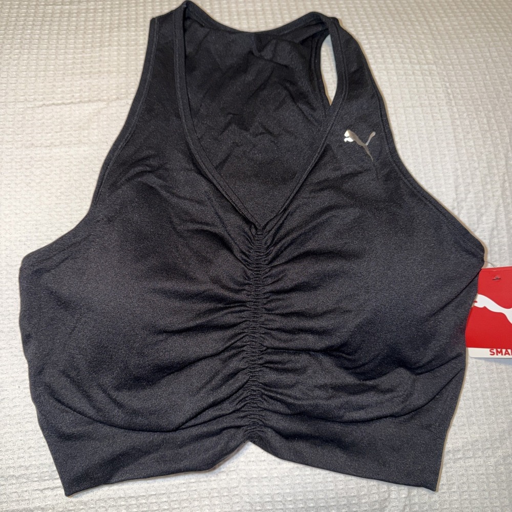 PUMA Women's Seamless Drycell Sports Bra W/Cups Black Sz XL